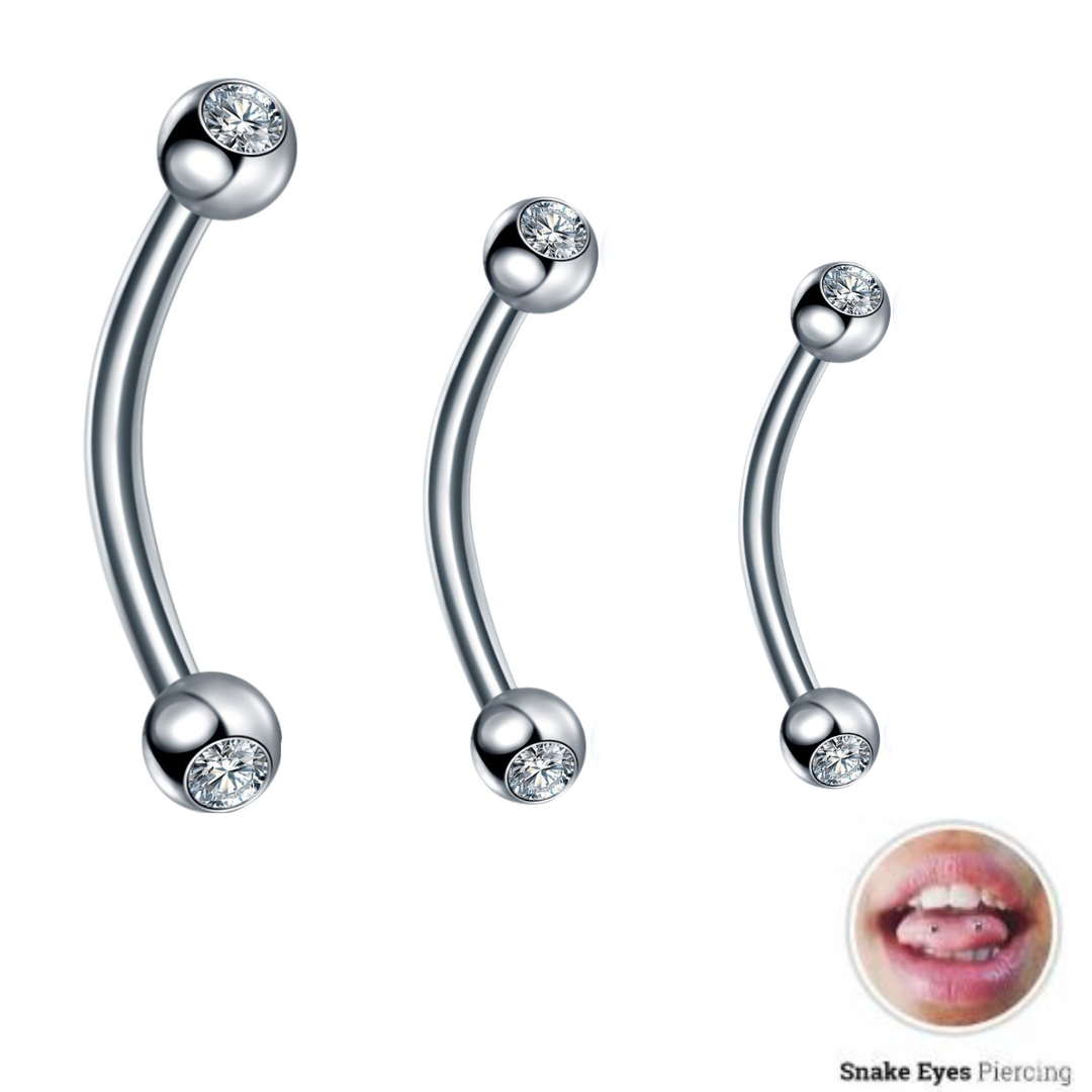 16G CZ Gem Snake Eye Tongue Barbell