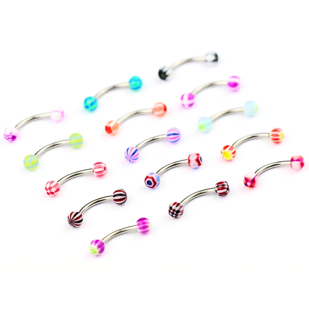 Assorted Styles Acrylic Ball Eyebrow Rings