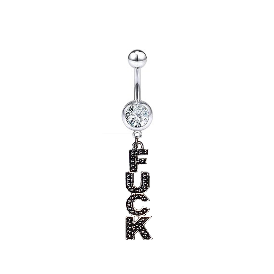 F Bad Word CZ Dangle Belly Ring APM f-bad-word-cz-dangle-belly-ring-apm