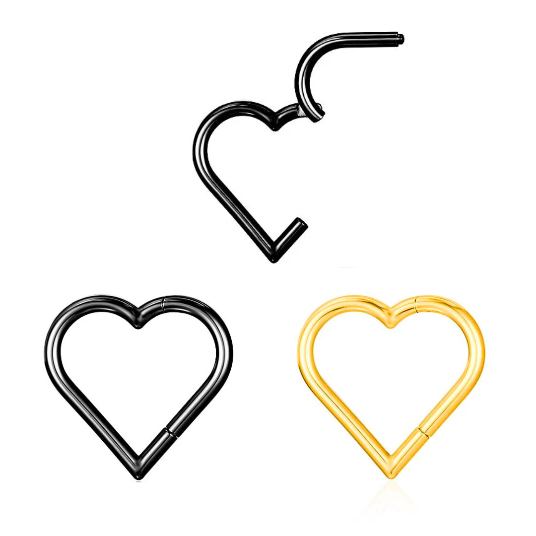 Ion Plated Steel Heart Shape Hinged Segment Clicker