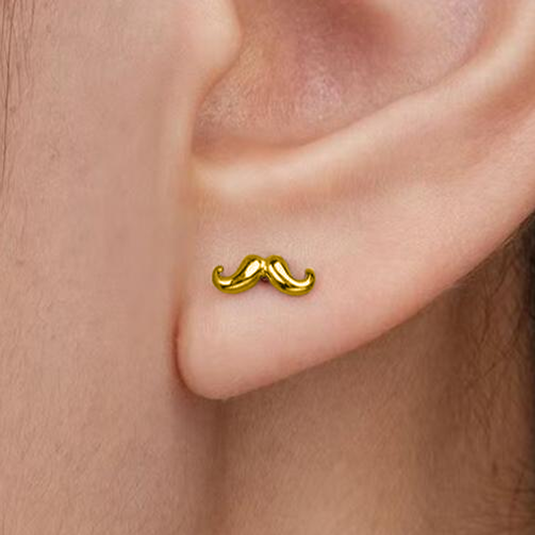 G23 Gold PVD Titanium Threadless Push In Mustache Top