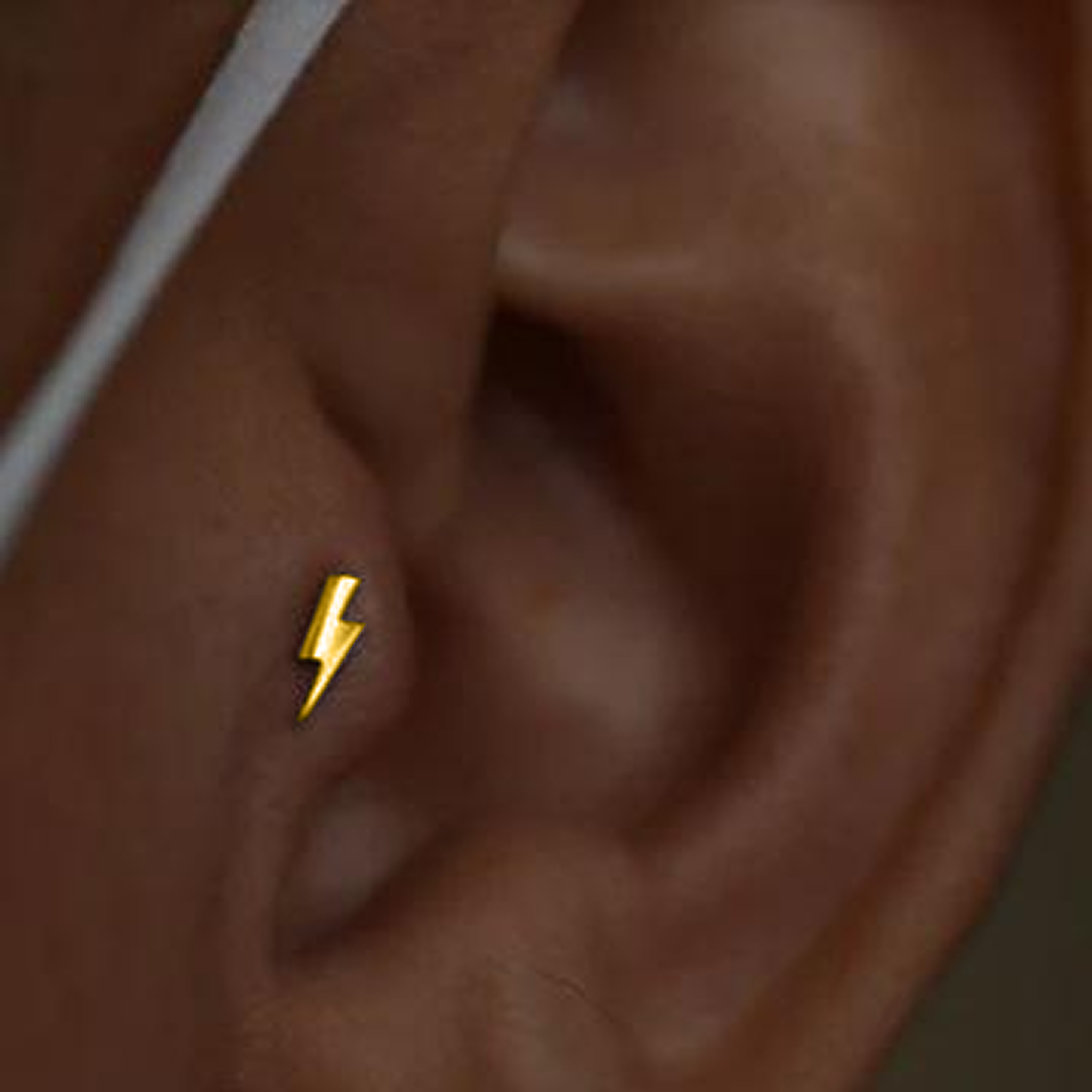 G23 Gold PVD Titanium Threadless Push In Lightning Bolt Top