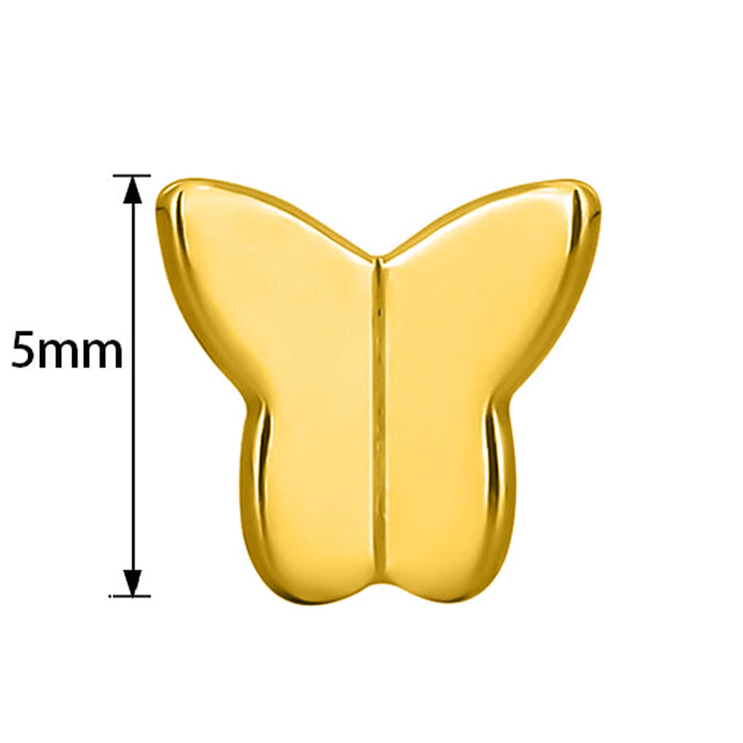 G23 Gold PVD Titanium Threadless Push In 3D Butterfly Top