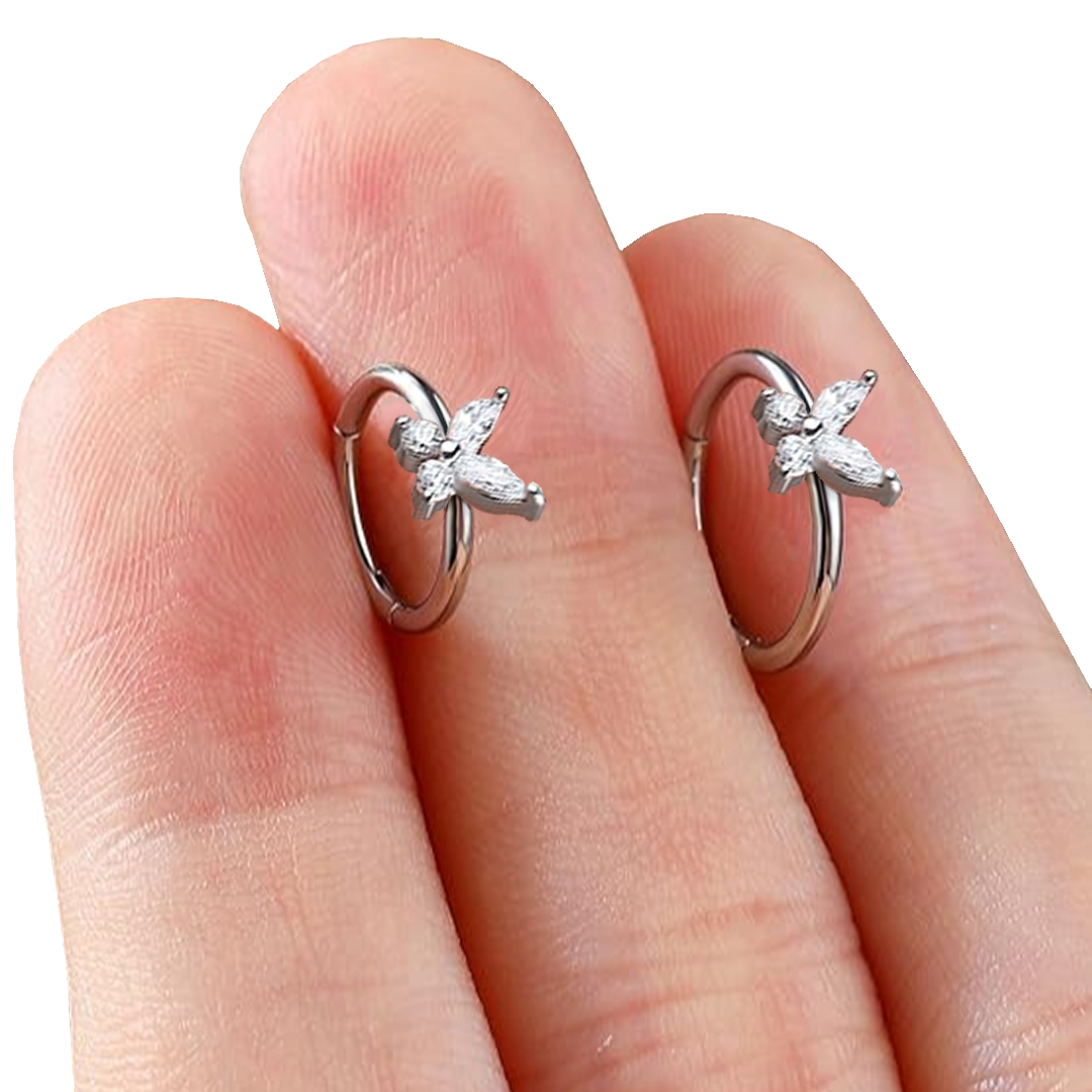 G23 Titanium CZ Butterfly Hinged Segment Clicker Ring