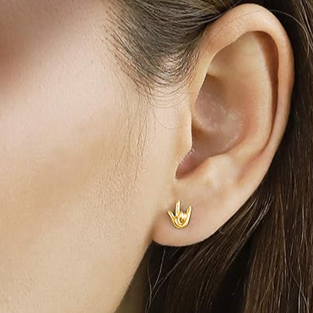 Steel Threadless Push In Love Hand Sign Tragus Labret