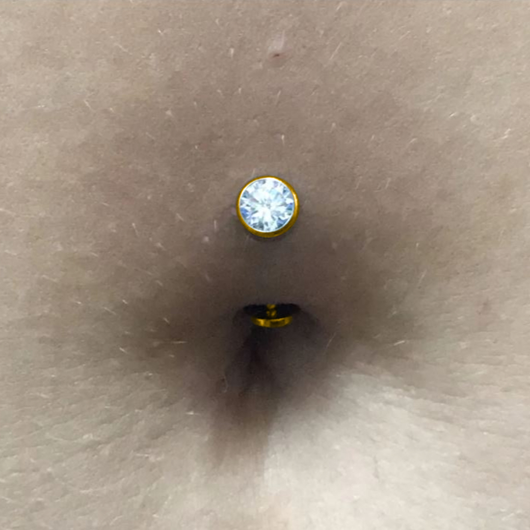 G23 PVD Titanium Threadless Push In CZ Floating Belly Ring