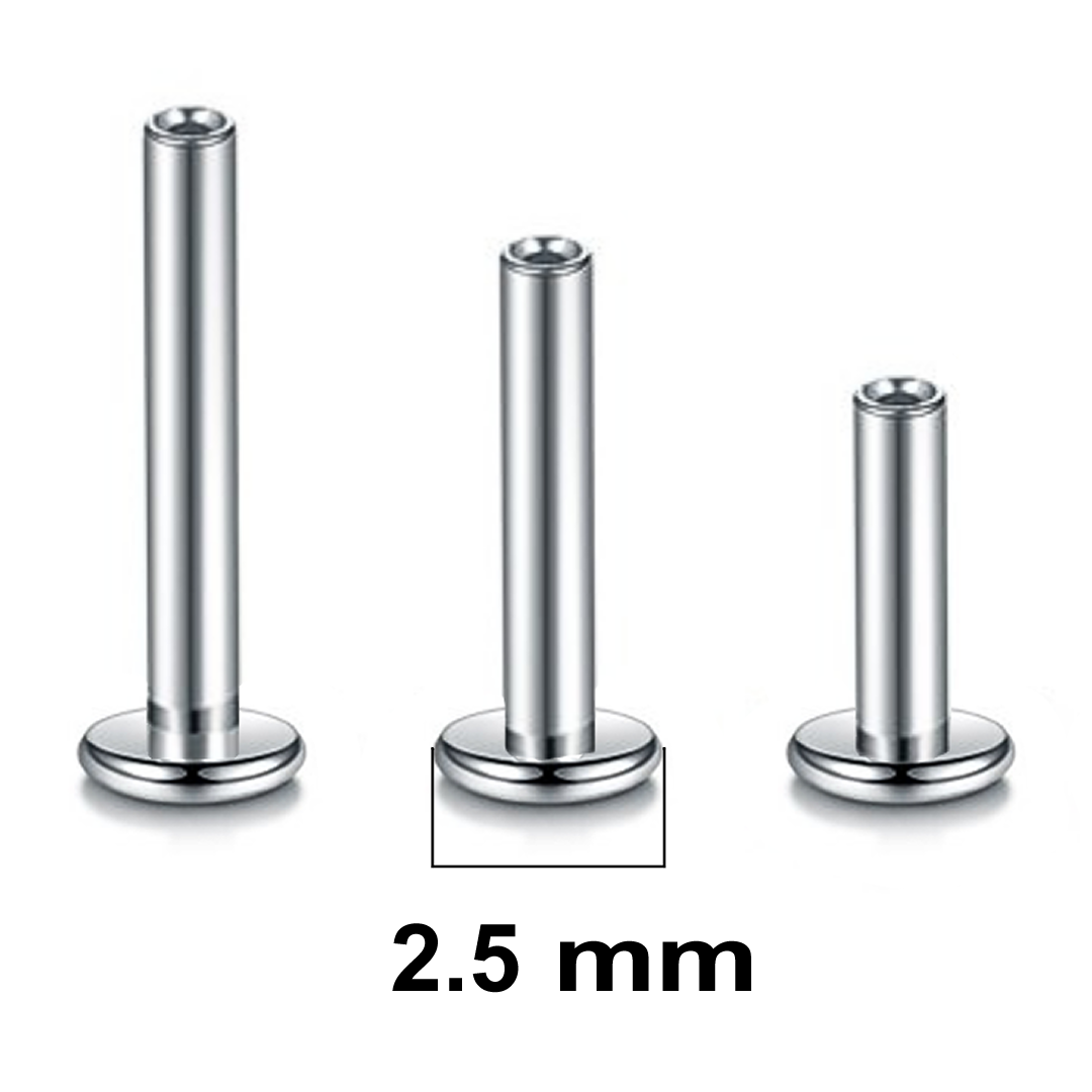 Steel 2.5mm Base Threadless Push In Labret Shaft