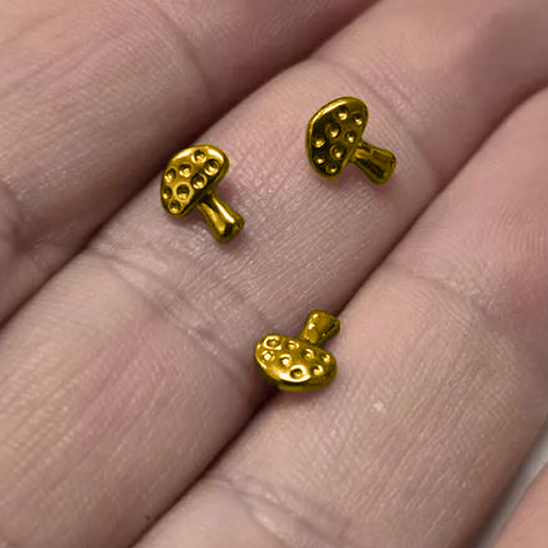 G23 Gold PVD Titanium Threadless Push In Mushroom Top