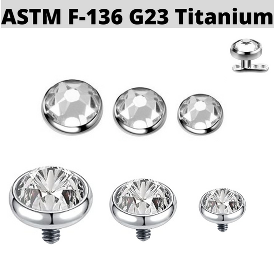 G23 Titanium Flat CZ Gem Internally Threaded Top