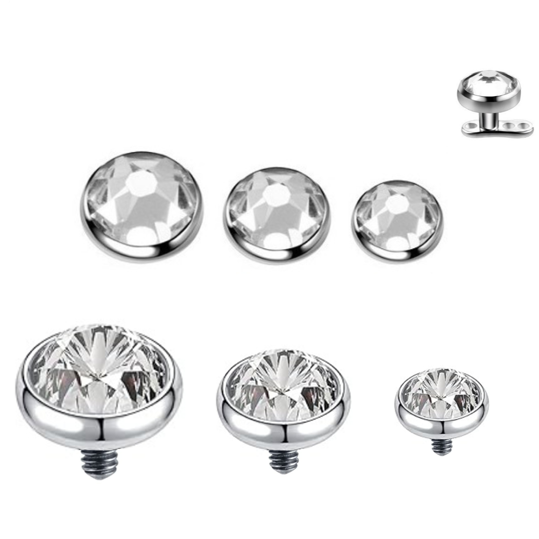 Flat CZ Gem Steel Internally Threaded Top