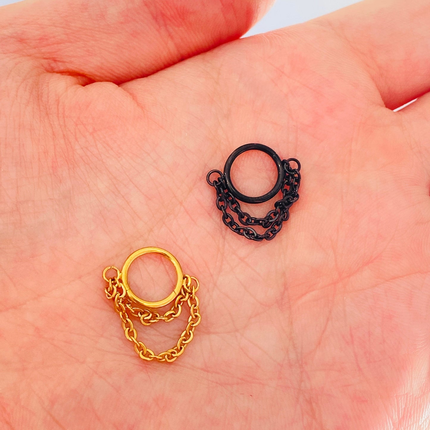 Ion Plated Steel Double Chain Link Hinged Clicker Segment Ring