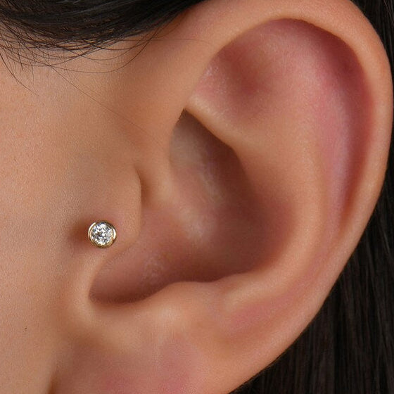 G23 PVD Titanium CZ Ball Tragus Labret