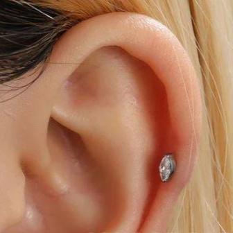 Steel Threadless Push In Marquise CZ Labret