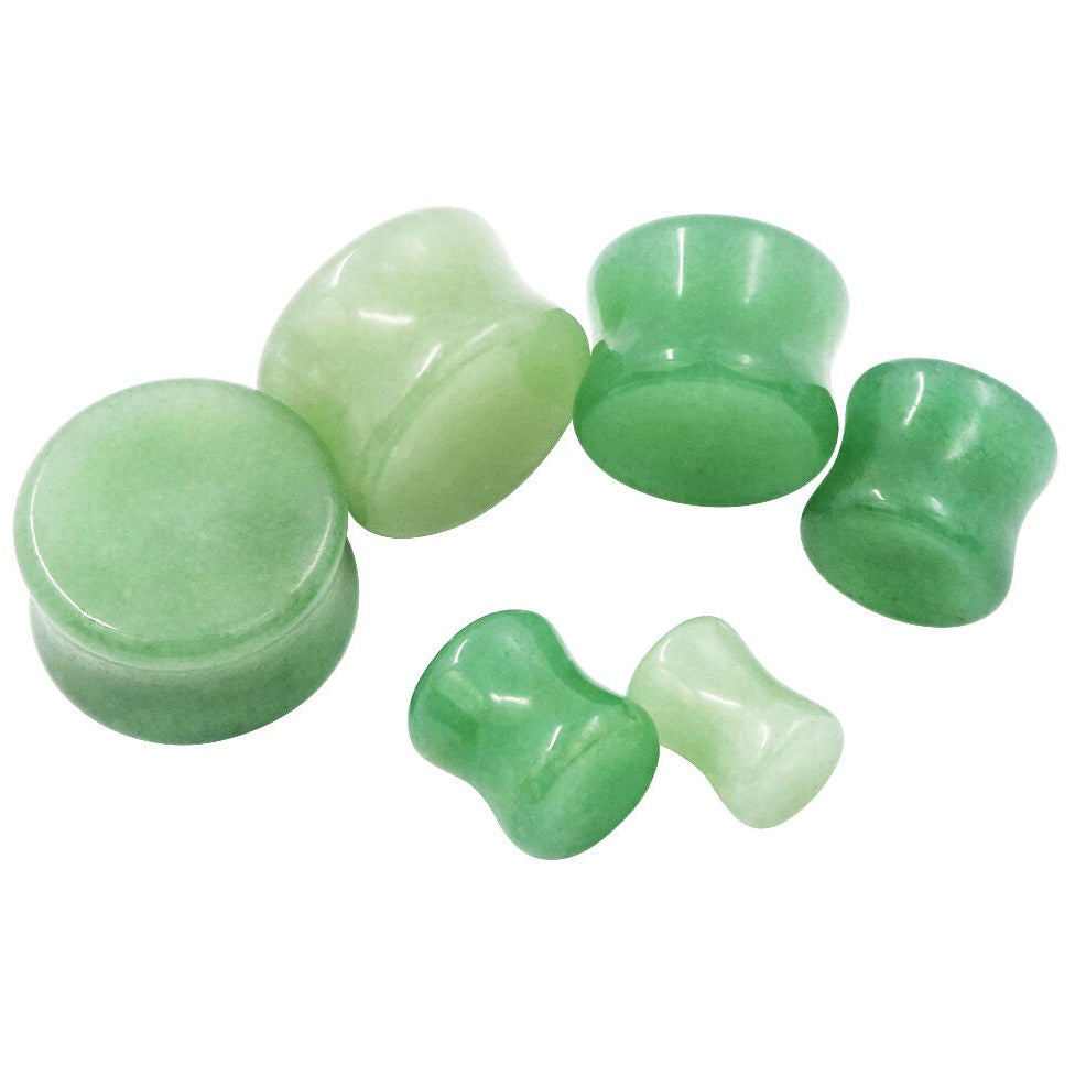 Green Jade Stone Double Flare Plugs