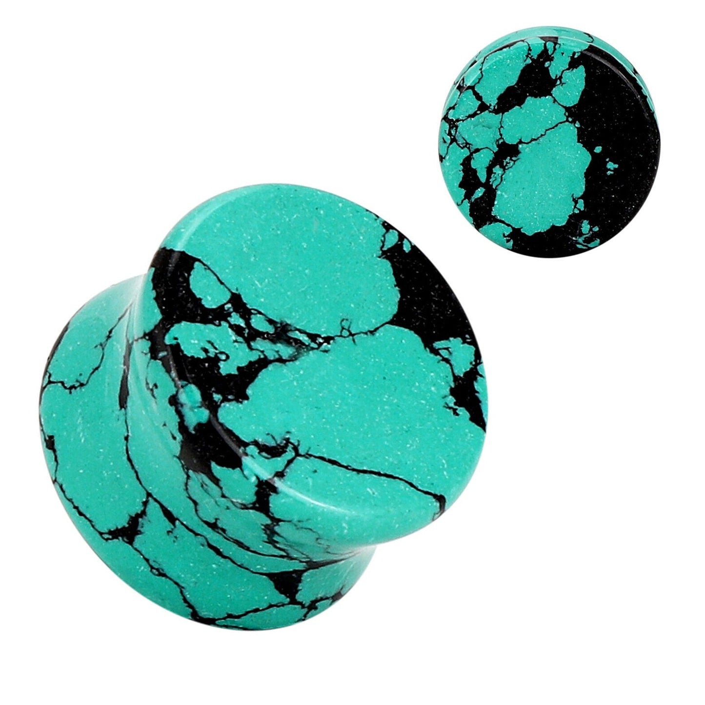 Teal Black Howlite Stone Double Flare Plugs