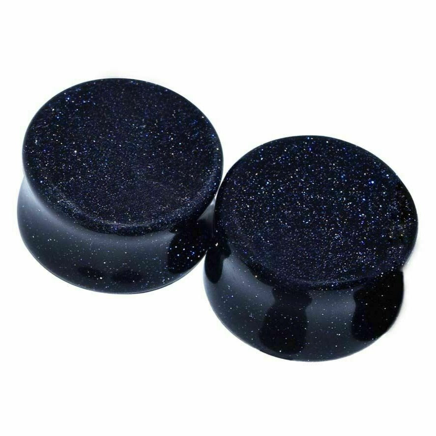 Blue Sand Stone Double Flare Plugs