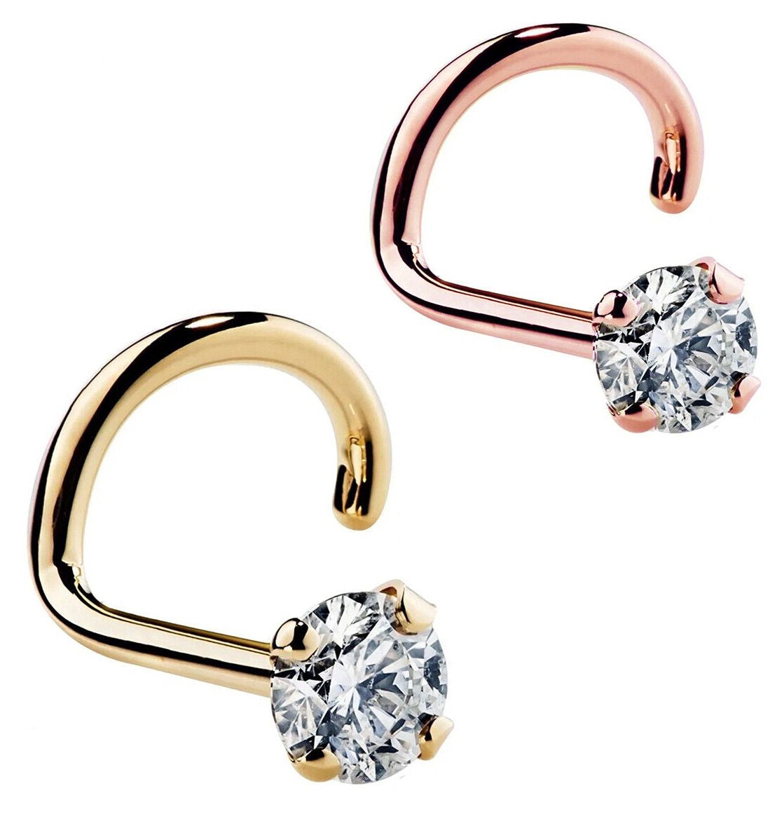 Ion Plated Steel Prong Set CZ Nose Screw