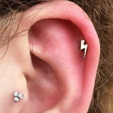 16G Steel Lightning Bolt Internally Threaded Tragus Labret