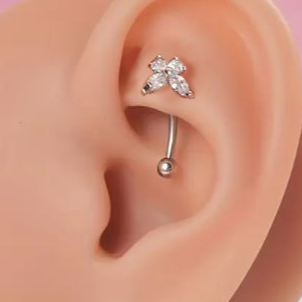 G23 Titanium Internally Threaded Butterfly CZ Curved Barbell