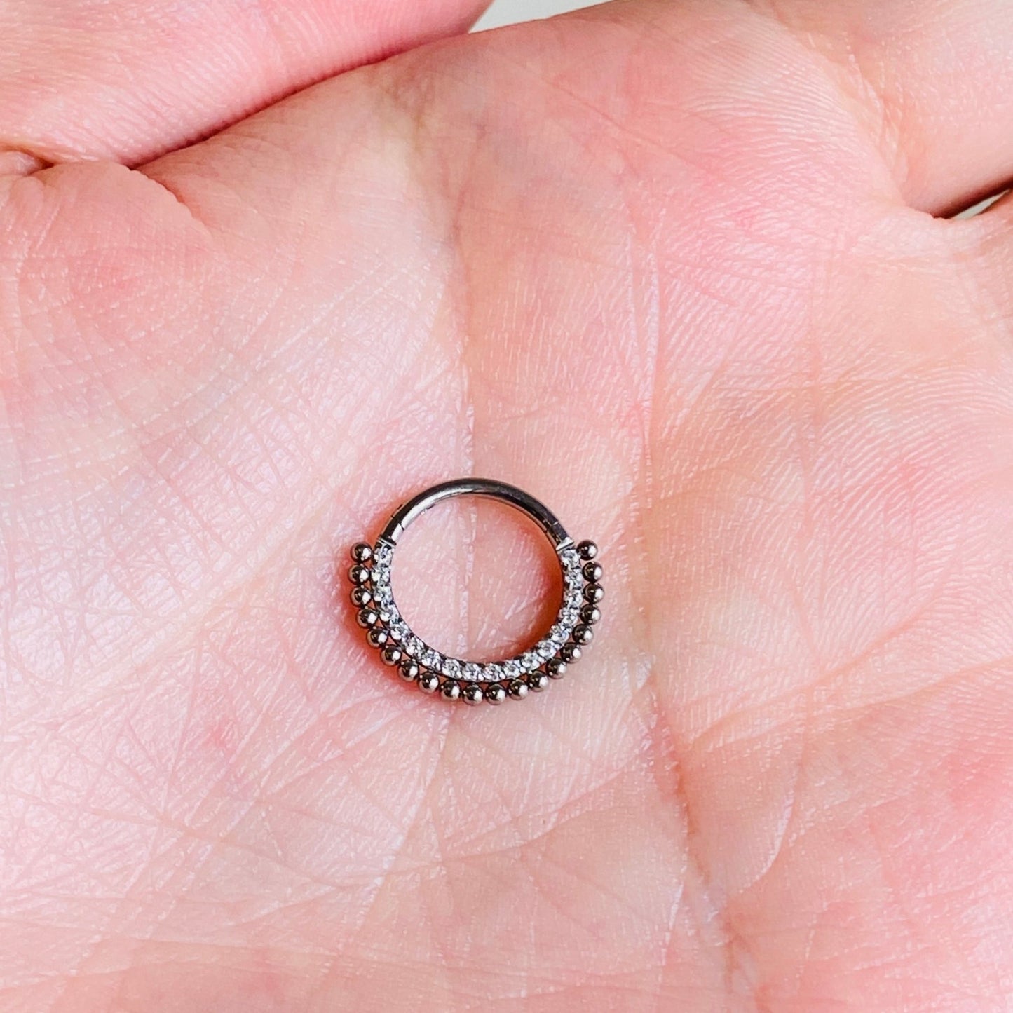 G23 Titanium Paved CZ Beads Hinged Segment Clicker