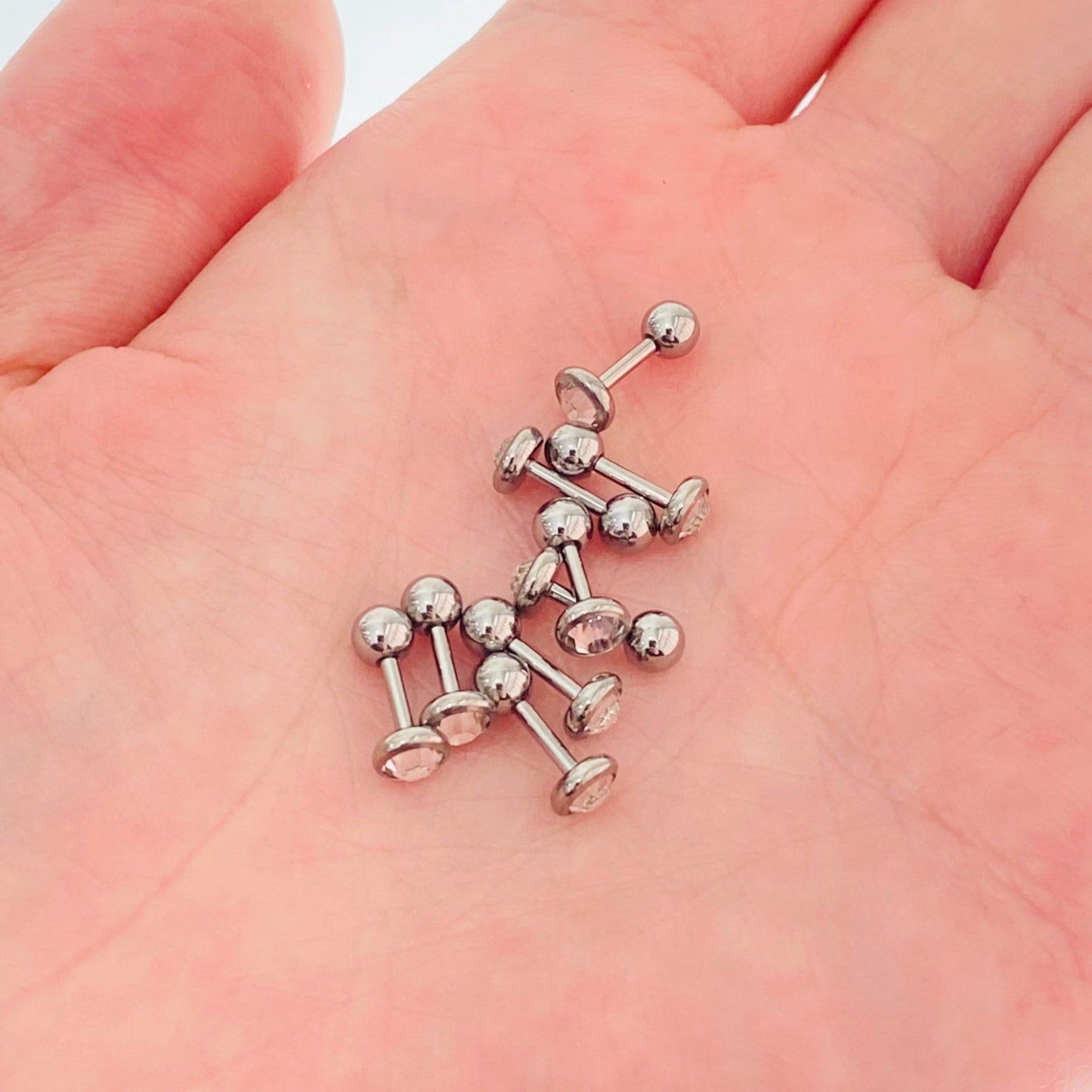 G23 Titanium Flat CZ Ear Tragus Barbell