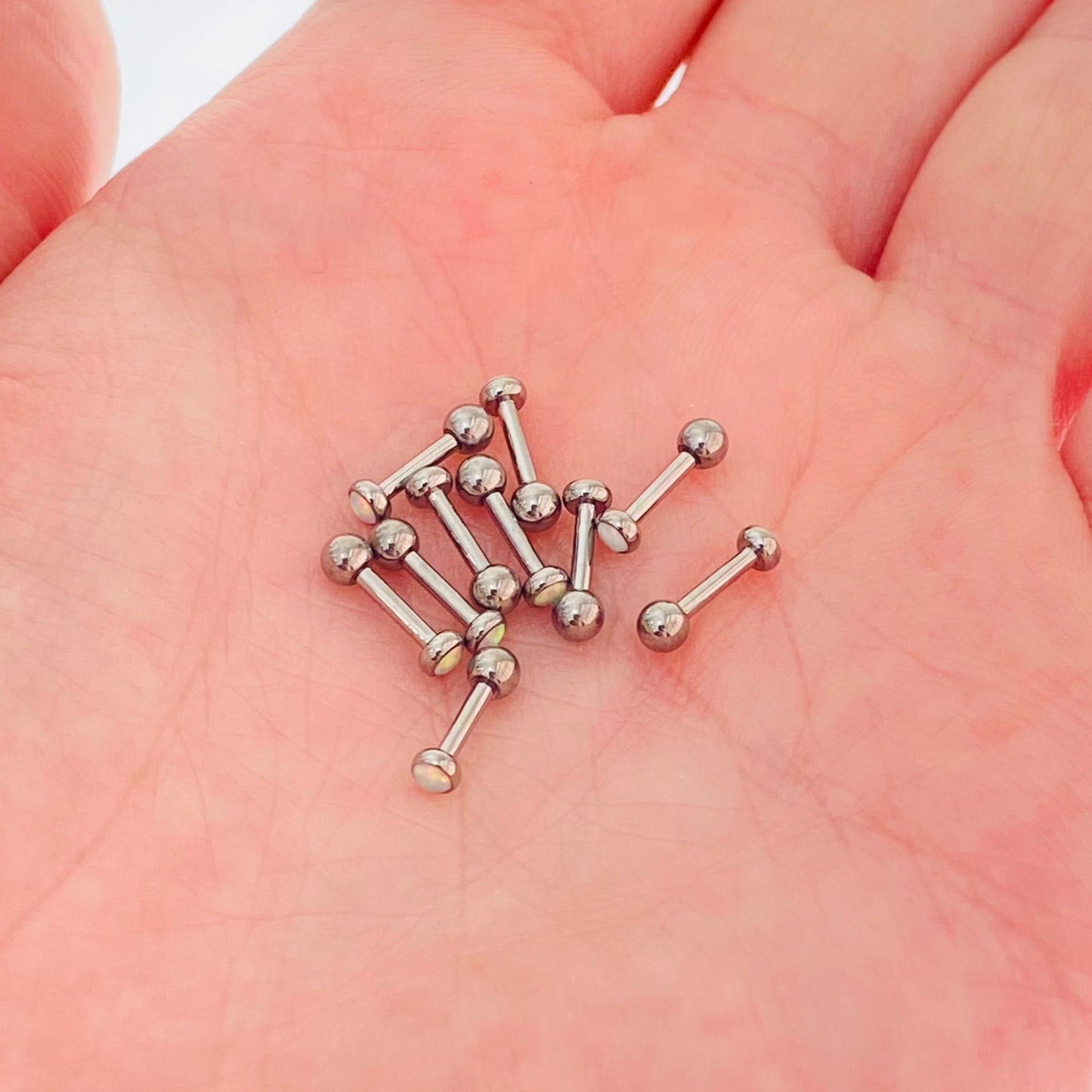 G23 Titanium Flat Opal Ear Tragus Barbell