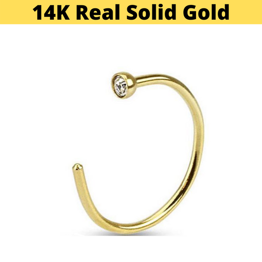 14K CZ Yellow Gold Open Hoop