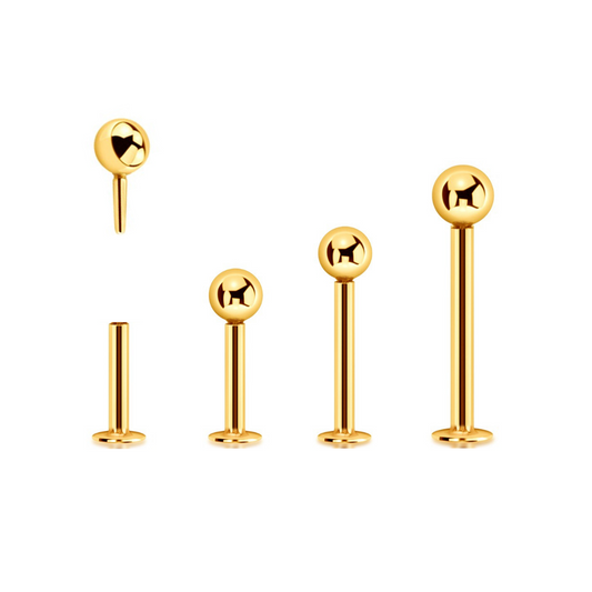 20G Gold Steel Threadless Push Ball Ion Plated Tragus Labret