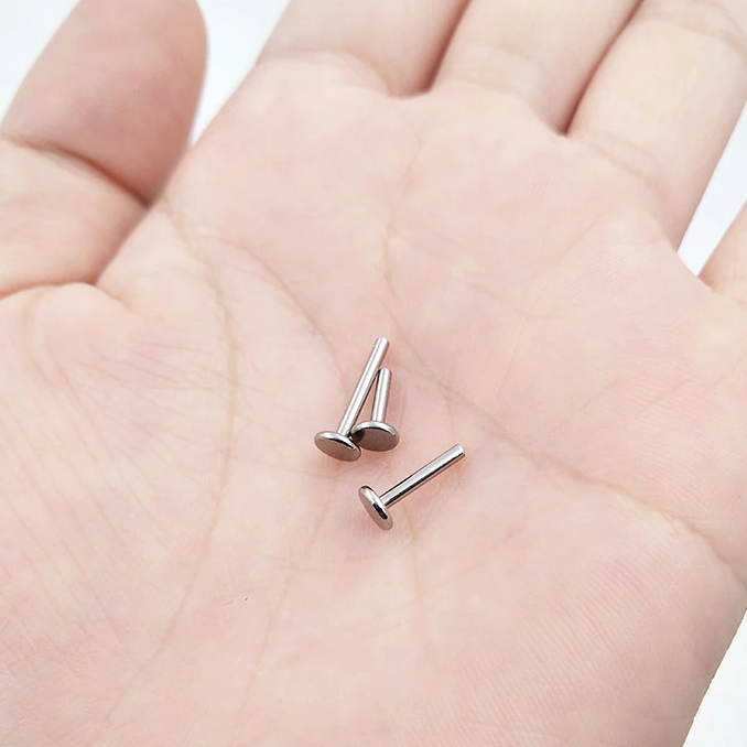 G23 Titanium 4mm Base Threadless Push In Labret Shaft