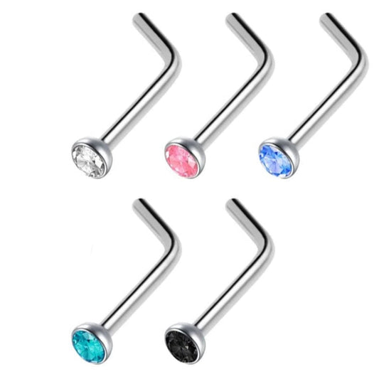 CZ Gem L Bend Nose Ring