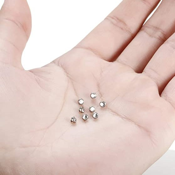 Flat CZ Gem Steel Internally Threaded Top
