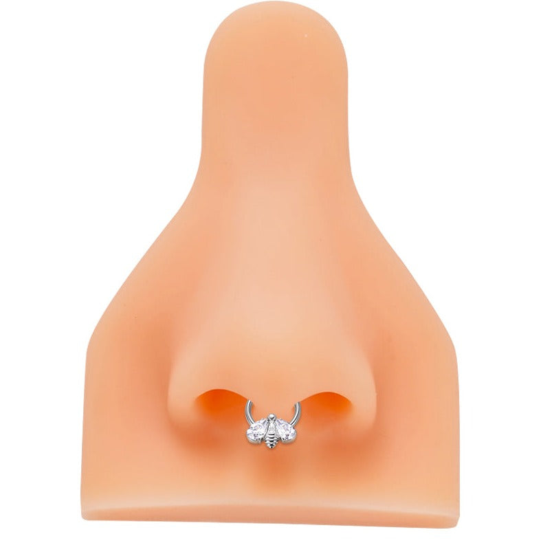 G23 Titanium CZ Bee Hinged Segment Clicker Ring