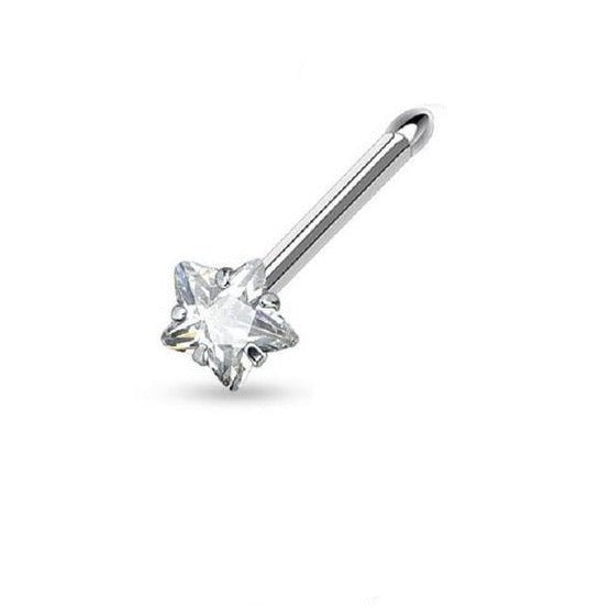 Prong Set Star CZ Steel Nose Stud