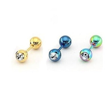 16G CZ Gem Ion Plated Helix Tragus Barbell