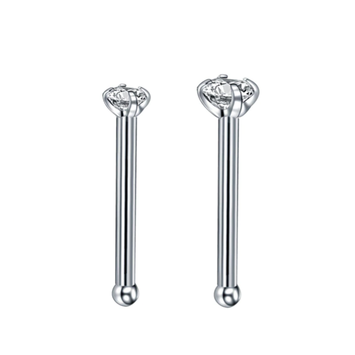 Prong Set CZ Steel Nose Stud