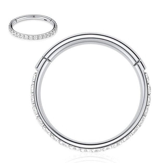 Precise Steel Paved CZ Rim Hinged Segment Clicker Ring