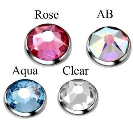 Flat CZ Gem Steel Internally Threaded Top