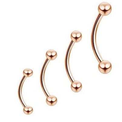 Rose Gold Ion Plated Ball Curved Barbell