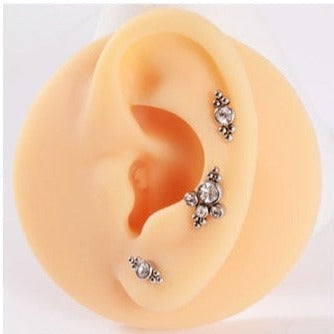 G23 Titanium Threadless Push In CZ 6 Beads Labret