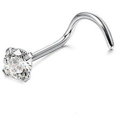 Prong Set CZ Steel Nose Screw Ring