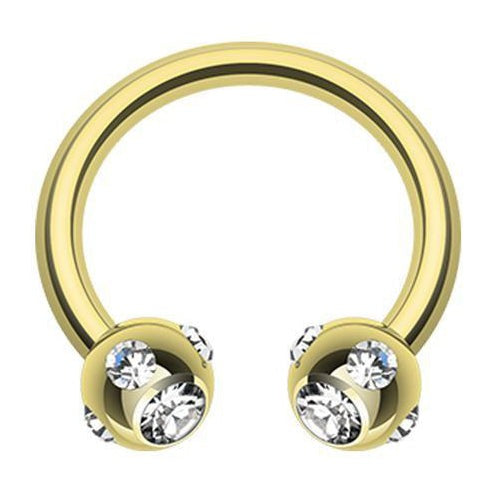 16G Multi CZ Gold Ion Plated Horseshoe