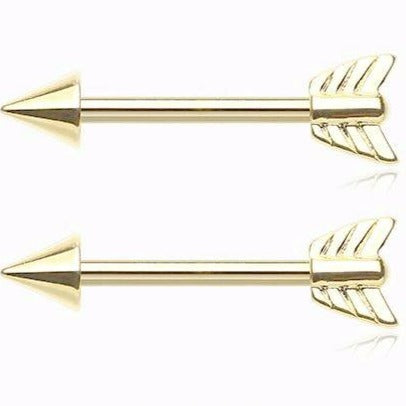 Gold Steel Arrow Nipple Ion Plated Barbell