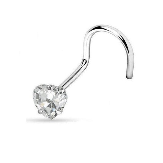 Prong Set Heart CZ Steel Nose Screw