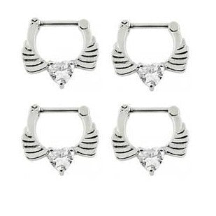 Wing CZ Heart Septum Clicker
