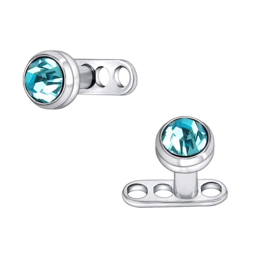 Surgical Steel Dermal Anchor Base with CZ Top Set