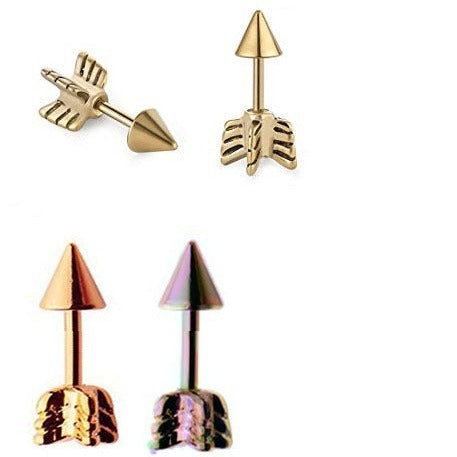 Gold Ion Plated 3D Arrow Tragus Barbell