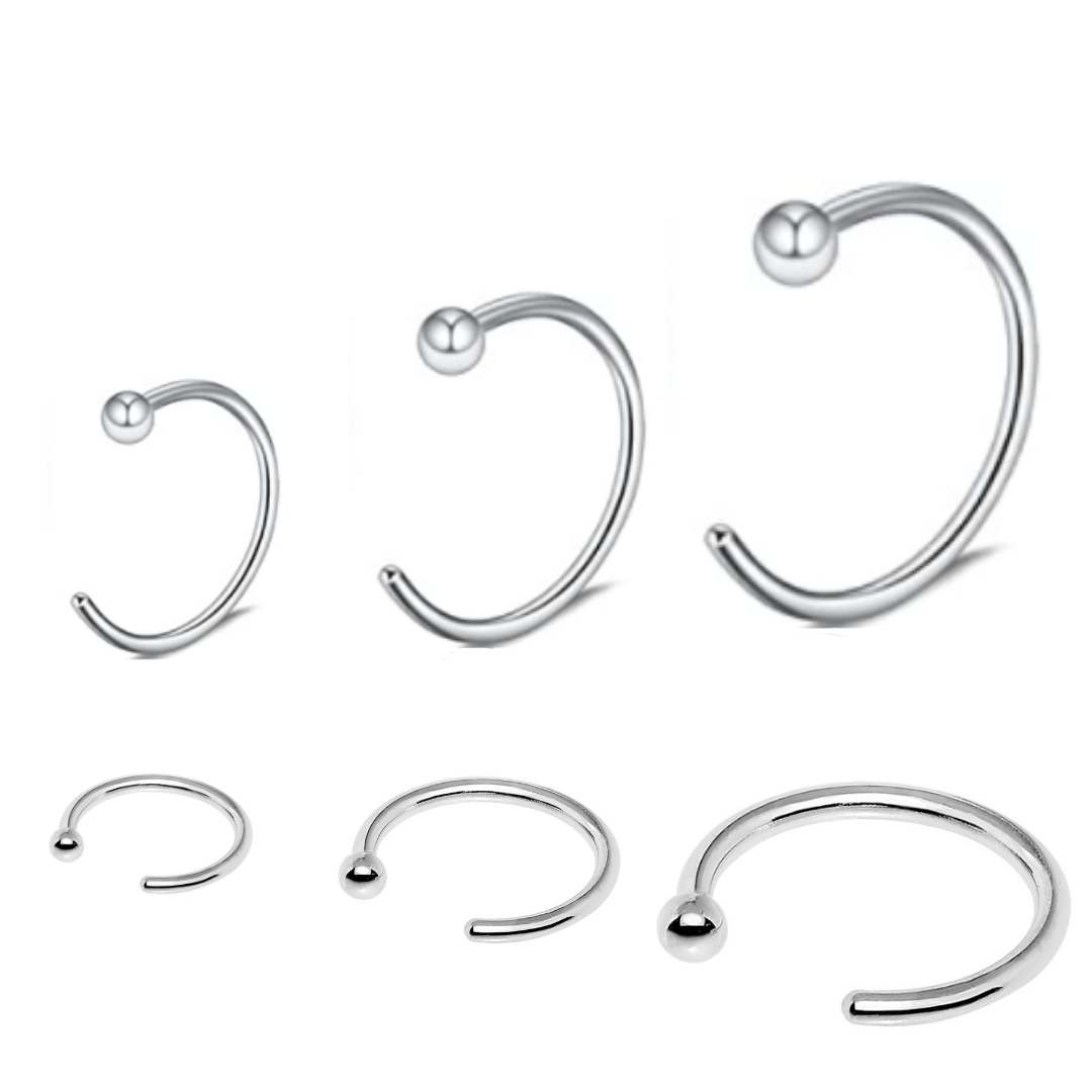 Steel Ball Open Hoop Ring
