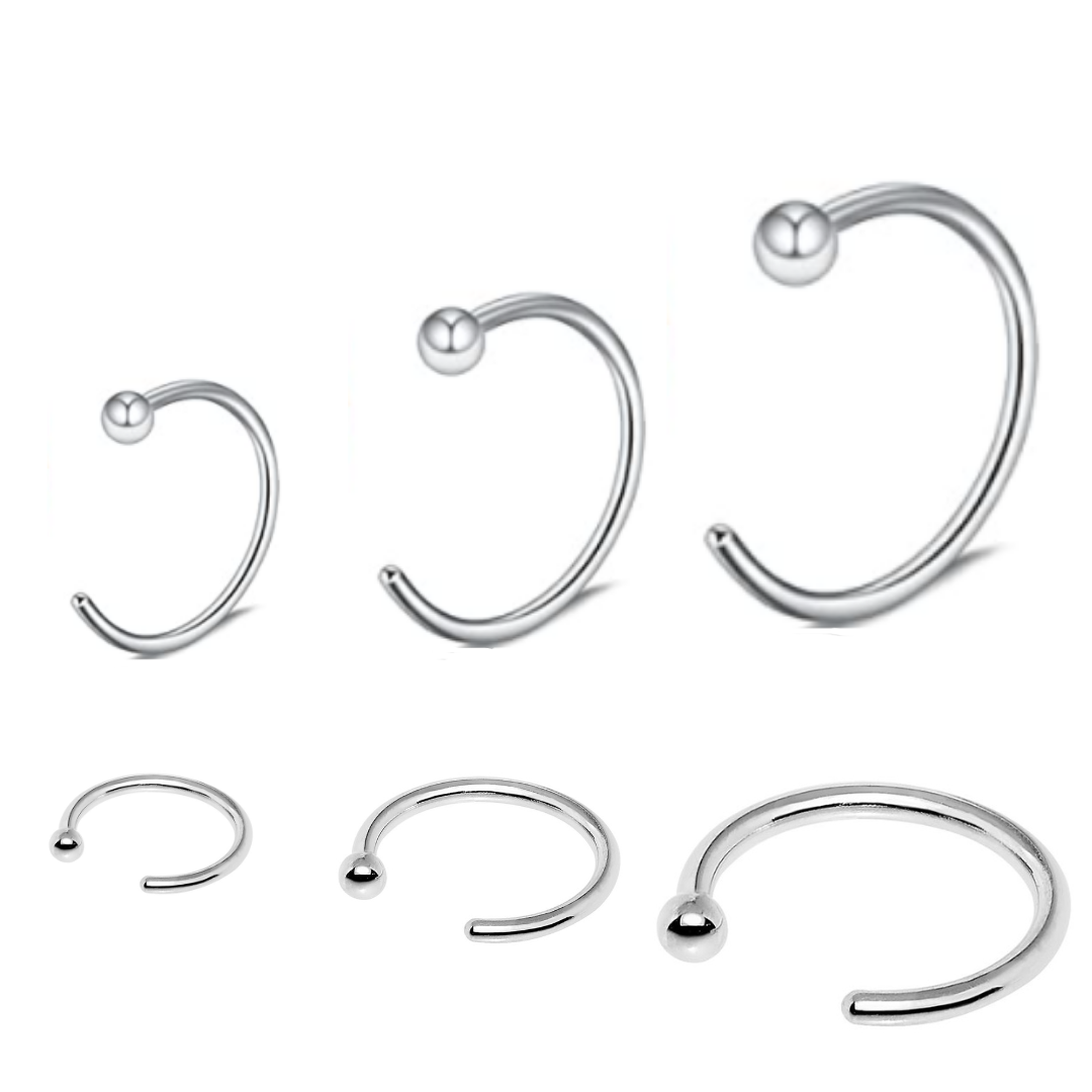 Steel Ball Nose Open Hoop Ring