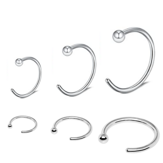 Steel Ball Open Hoop Ring