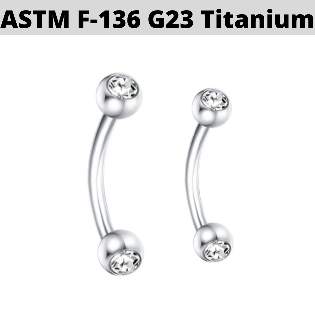G23 Titanium Double Gem Curved Barbell